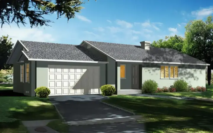 Traditional house plans 41-232 - front exterior, 1,089 sq ft, 3 bed, 2 bath house plans | Monster House Plans