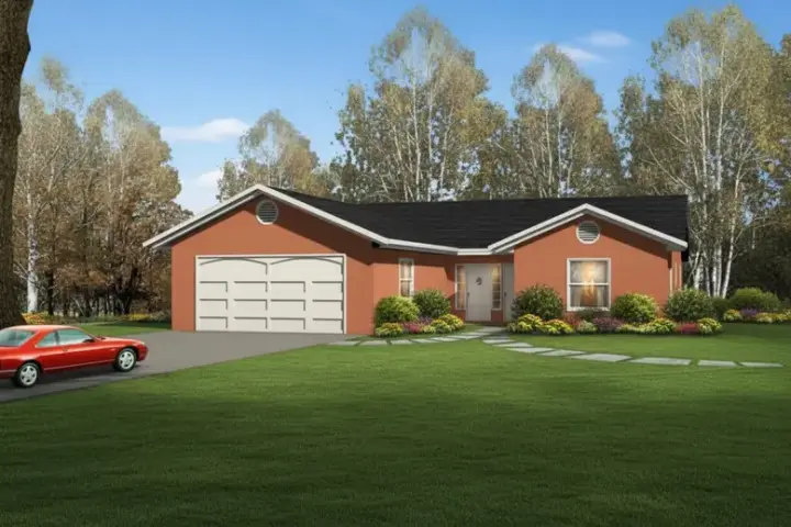 Traditional house plans 41-233 - front exterior, 1,090 sq ft, 3 bed, 2 bath house plans | Monster House Plans