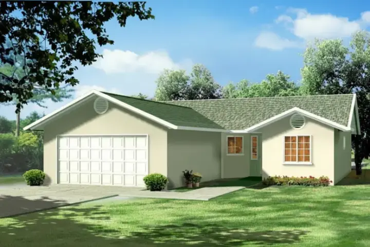 Traditional house plans 41-238 - front exterior, 1,095 sq ft, 3 bed, 2 bath house plans | Monster House Plans