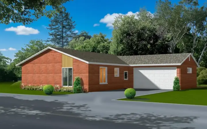Traditional house plans 41-239 - front exterior, 1,096 sq ft, 3 bed, 2 bath house plans | Monster House Plans
