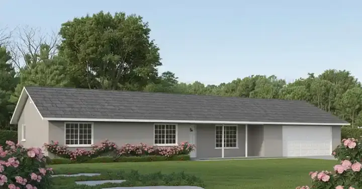 Ranch house plans 41-244 - front exterior, 1,101 sq ft, 3 bed, 2 bath house plans | Monster House Plans