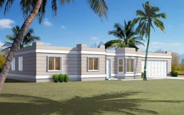 Santa Fe house plans 41-247 - front exterior, 1,104 sq ft, 3 bed, 2 bath house plans | Monster House Plans