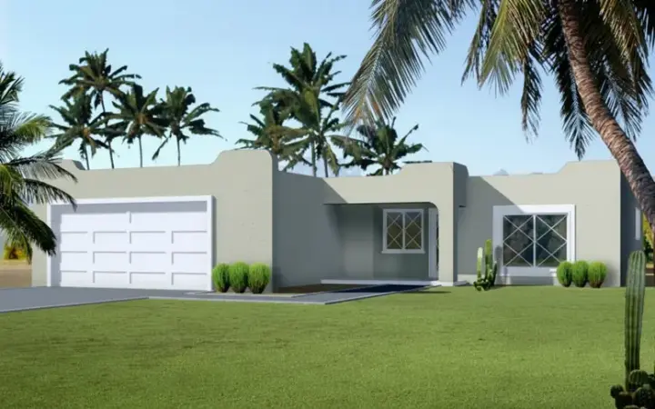 Santa Fe house plans 41-253 - front exterior, 1,110 sq ft, 4 bed, 2 bath house plans | Monster House Plans