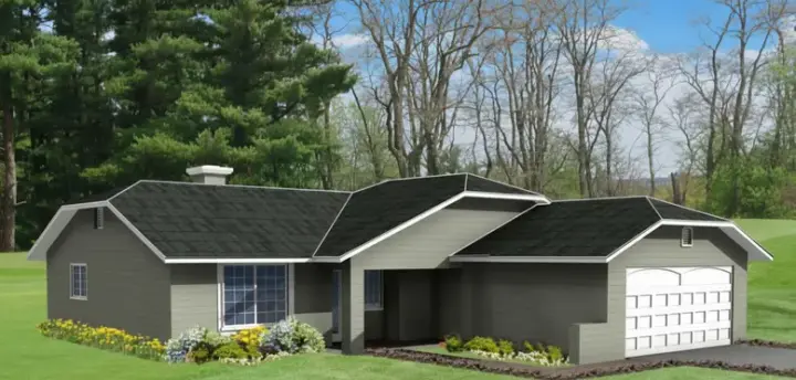Traditional house plans 41-254 - front exterior, 1,111 sq ft, 4 bed, 2 bath house plans | Monster House Plans