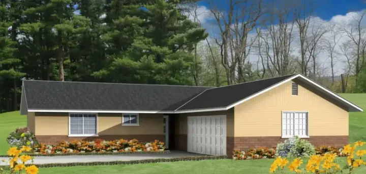 Traditional house plans 41-263 - front exterior, 1,120 sq ft, 3 bed, 2 bath house plans | Monster House Plans
