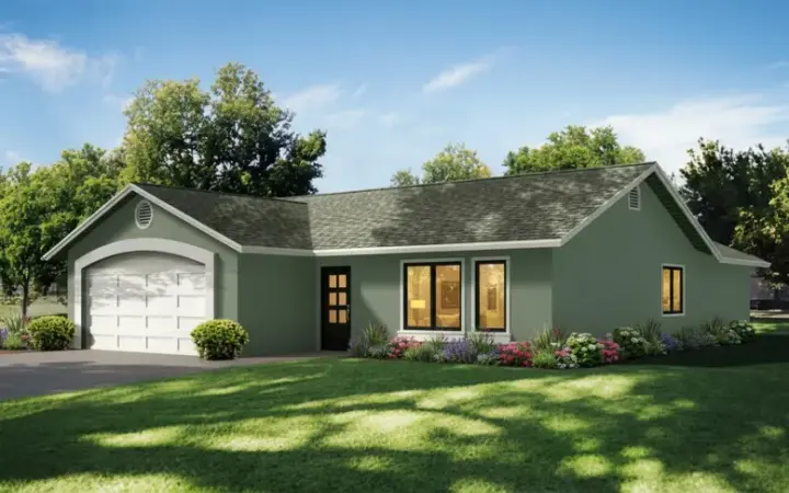 Traditional house plans 41-267 - front exterior, 1,125 sq ft, 2 bed, 2 bath house plans | Monster House Plans