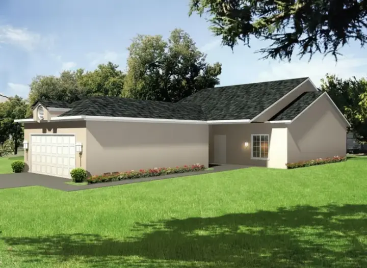 Traditional house plans 41-271 - front exterior, 1,128 sq ft, 3 bed, 2 bath house plans | Monster House Plans