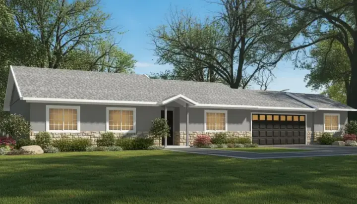 Traditional house plans 41-273 - front exterior, 1,130 sq ft, 3 bed, 2 bath house plans | Monster House Plans