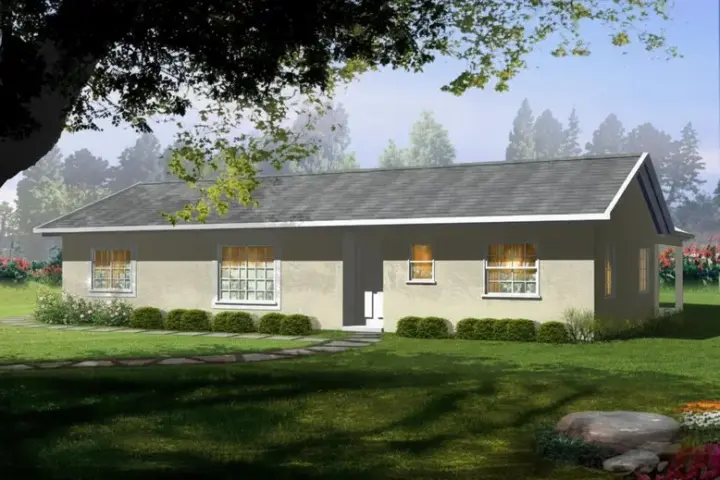 Traditional house plans 41-281 - front exterior, 1,138 sq ft, 3 bed, 2 bath house plans | Monster House Plans