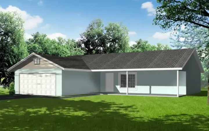 Traditional house plans 41-284 - front exterior, 1,141 sq ft, 3 bed, 2 bath house plans | Monster House Plans