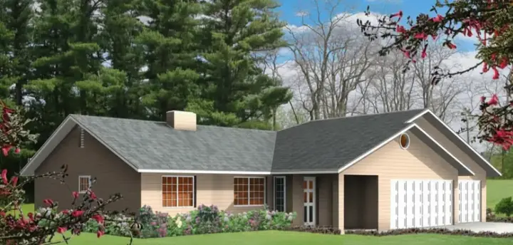 Traditional house plans 41-291 - front exterior, 1,149 sq ft, 3 bed, 2 bath house plans | Monster House Plans