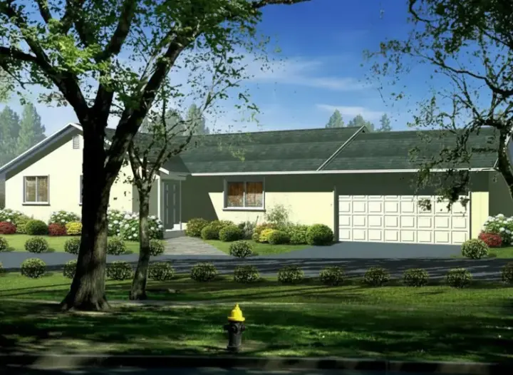 Traditional house plans 41-292 - front exterior, 1,150 sq ft, 3 bed, 2 bath house plans | Monster House Plans