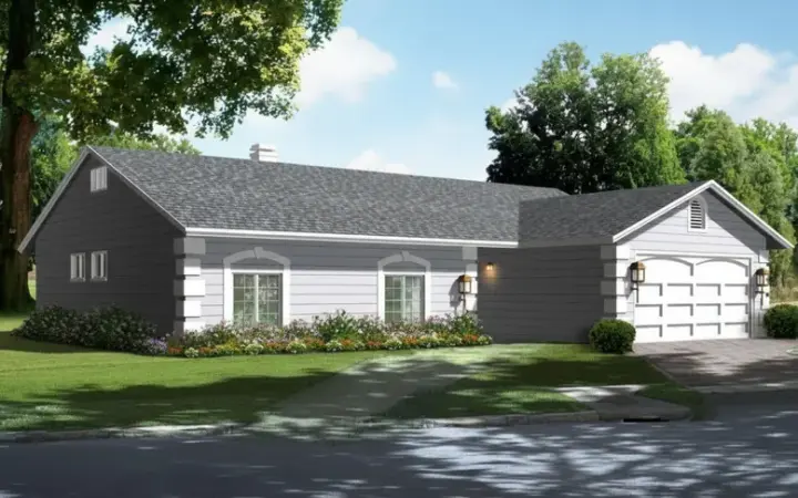 Traditional house plans 41-296 - front exterior, 1,153 sq ft, 3 bed, 2 bath house plans | Monster House Plans