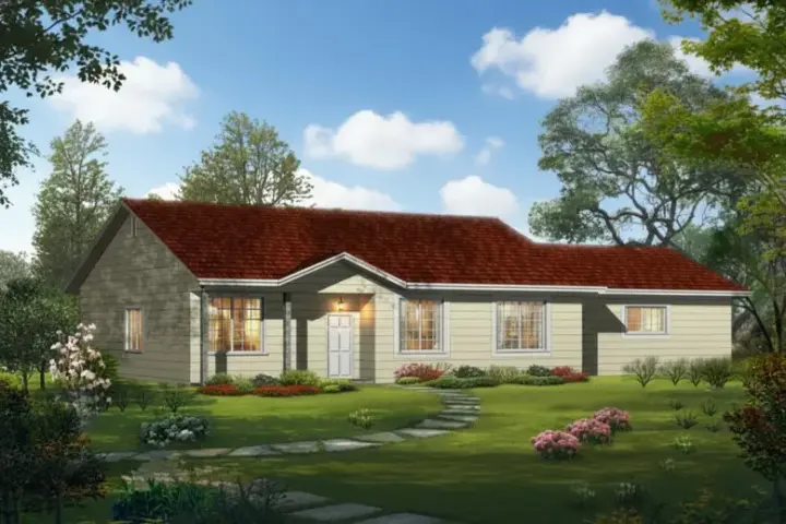 Traditional house plans 41-300 - front exterior, 1,159 sq ft, 3 bed, 2 bath house plans | Monster House Plans