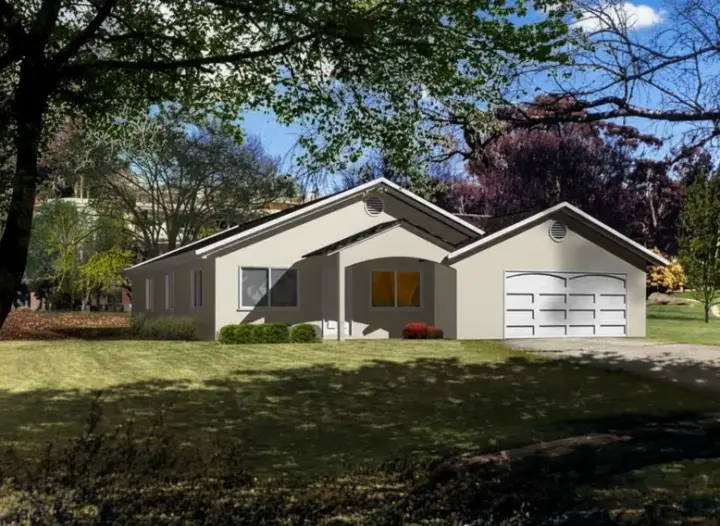 Southwest house plans 41-303 - front exterior, 1,161 sq ft, 4 bed, 2 bath house plans | Monster House Plans
