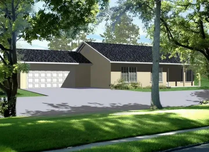 Traditional house plans 41-304 - front exterior, 1,162 sq ft, 3 bed, 2 bath house plans | Monster House Plans