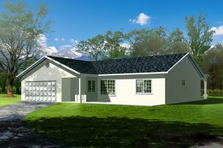 Traditional house plans 41-312 - front exterior, 1,170 sq ft, 3 bed, 2 bath house plans | Monster House Plans