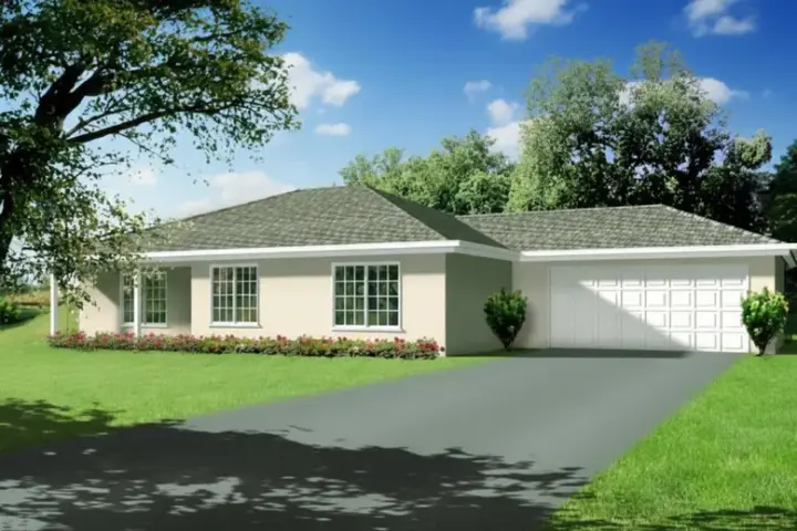 Traditional house plans 41-338 - front exterior, 1,196 sq ft, 3 bed, 2 bath house plans | Monster House Plans