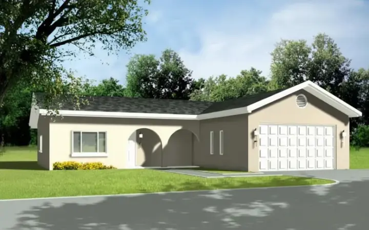 Traditional house plans 41-340 - front exterior, 1,198 sq ft, 3 bed, 2 bath house plans | Monster House Plans
