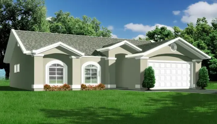 Southwest house plans 41-348 - front exterior, 1,206 sq ft, 3 bed, 2 bath house plans | Monster House Plans