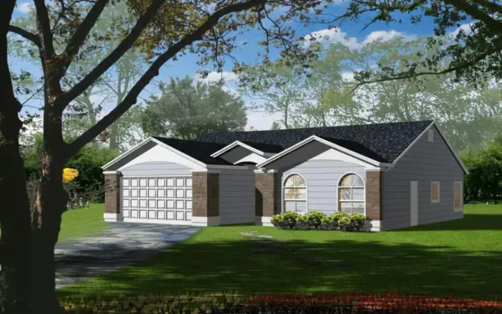 Traditional house plans 41-350 - front exterior, 1,208 sq ft, 3 bed, 2 bath house plans | Monster House Plans