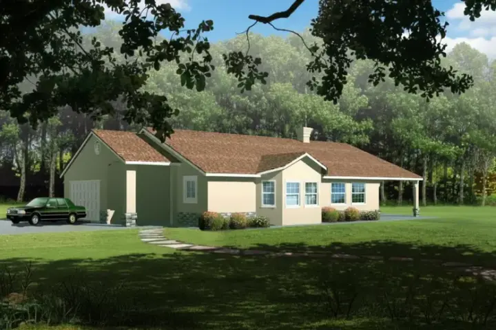 Traditional house plans 41-356 - front exterior, 1,214 sq ft, 2 bed, 2 bath house plans | Monster House Plans
