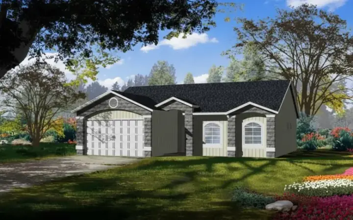Traditional house plans 41-362 - front exterior, 1,221 sq ft, 3 bed, 2 bath house plans | Monster House Plans