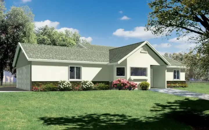 Traditional house plans 41-367 - front exterior, 1,506 sq ft, 3 bed, 2 bath house plans | Monster House Plans