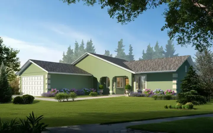 Traditional house plans 41-374 - front exterior, 1,509 sq ft, 3 bed, 2 bath house plans | Monster House Plans