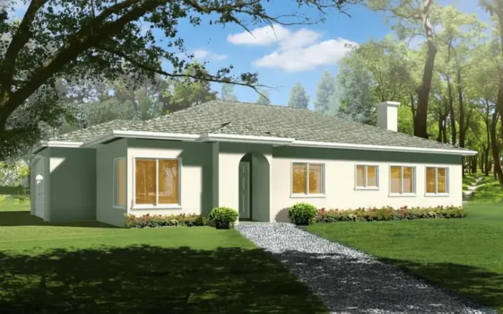 Traditional house plans 41-377 - front exterior, 1,511 sq ft, 3 bed, 2 bath house plans | Monster House Plans