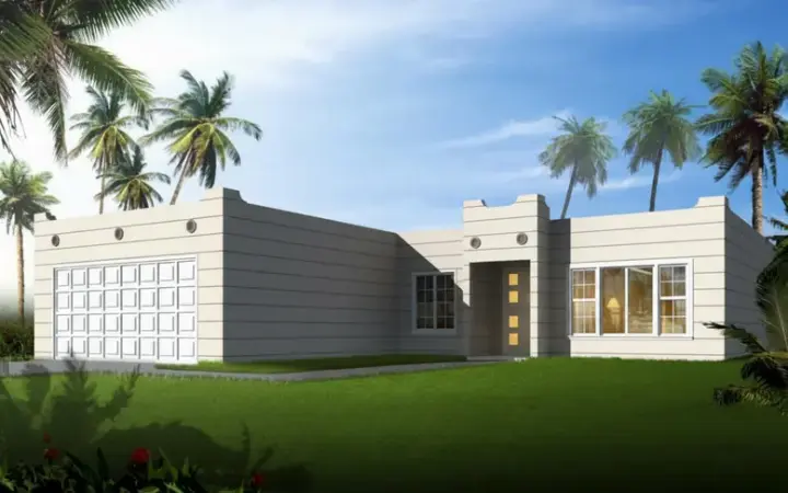 Santa Fe house plans 41-381 - front exterior, 1,516 sq ft, 3 bed, 2 bath house plans | Monster House Plans
