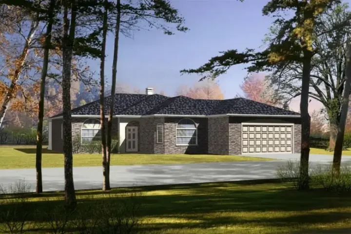 Traditional house plans 41-383 - front exterior, 1,520 sq ft, 3 bed, 2 bath house plans | Monster House Plans