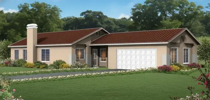 Traditional house plans 41-385 - front exterior, 1,523 sq ft, 3 bed, 2 bath house plans | Monster House Plans