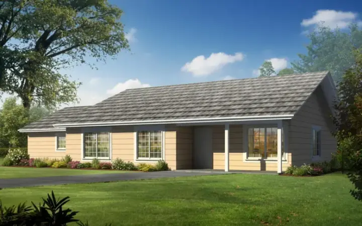 Traditional house plans 41-387 - front exterior, 1,527 sq ft, 3 bed, 2 bath house plans | Monster House Plans