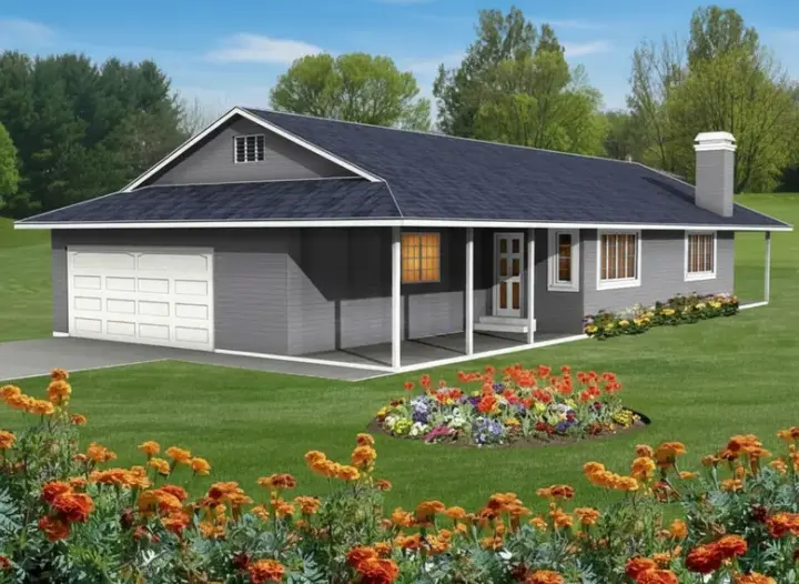 Traditional house plans 41-389 - front exterior, 1,528 sq ft, 3 bed, 2 bath house plans | Monster House Plans