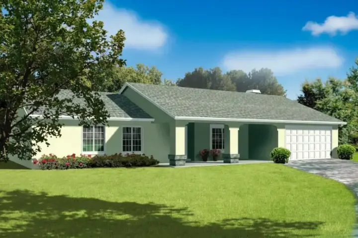 Traditional house plans 41-401 - front exterior, 1,539 sq ft, 3 bed, 2 bath house plans | Monster House Plans