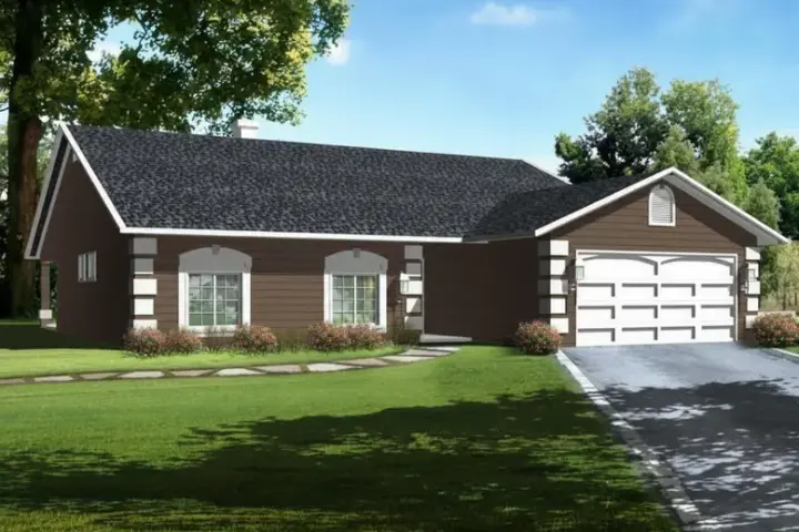 Traditional house plans 41-404 - front exterior, 1,544 sq ft, 3 bed, 2 bath house plans | Monster House Plans