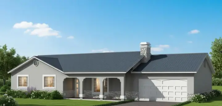 Ranch house plans 41-406 - front exterior, 1,546 sq ft, 3 bed, 2 bath house plans | Monster House Plans