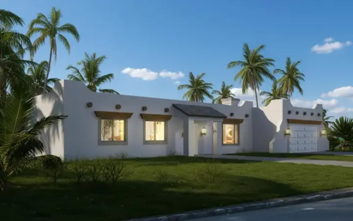 Santa Fe house plans 41-410 - front exterior, 1,556 sq ft, 3 bed, 2 bath house plans | Monster House Plans