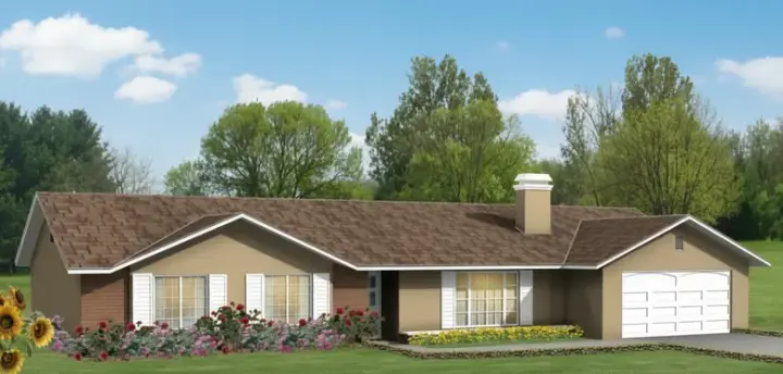 Traditional house plans 41-411 - front exterior, 1,556 sq ft, 3 bed, 2 bath house plans | Monster House Plans