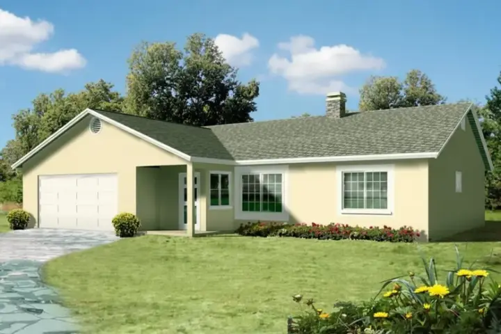Traditional house plans 41-414 - front exterior, 1,557 sq ft, 3 bed, 2 bath house plans | Monster House Plans