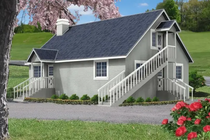 Traditional house plans 41-416 - front exterior, 1,561 sq ft, 2 bed, 2 bath house plans | Monster House Plans