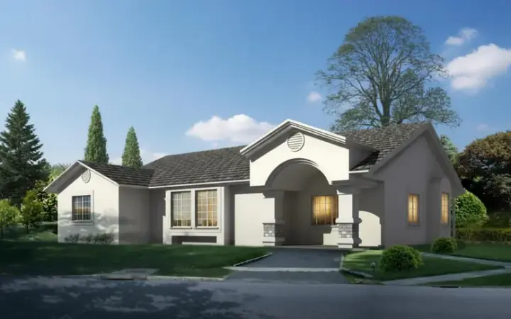 Sunbelt house plans 41-424 - front exterior, 1,568 sq ft, 3 bed, 2 bath house plans | Monster House Plans