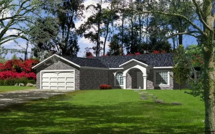 Traditional house plans 41-426 - front exterior, 1,569 sq ft, 3 bed, 2 bath house plans | Monster House Plans