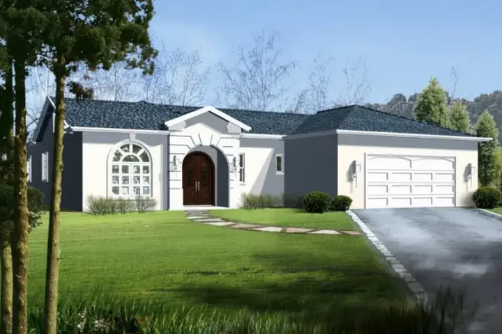 Sunbelt house plans 41-428 - front exterior, 1,576 sq ft, 3 bed, 2 bath house plans | Monster House Plans