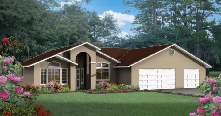 Traditional house plans 41-435 - front exterior, 1,582 sq ft, 3 bed, 2 bath house plans | Monster House Plans