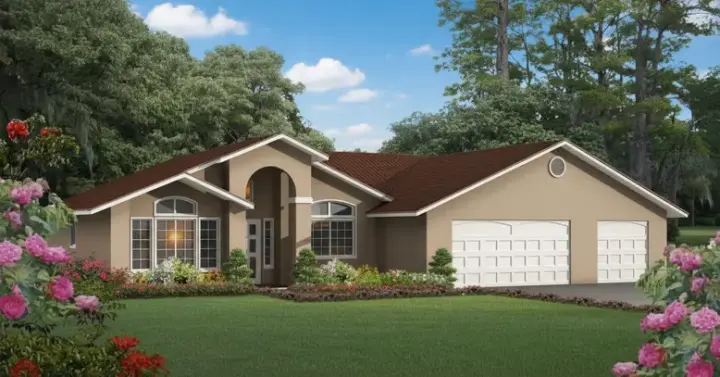 Traditional house plans 41-437 - front exterior, 1,582 sq ft, 3 bed, 2 bath house plans | Monster House Plans