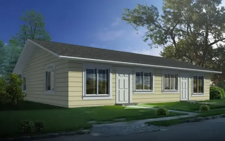 Traditional house plans 41-439 - front exterior, 1,584 sq ft, 4 bed, 2 bath house plans | Monster House Plans