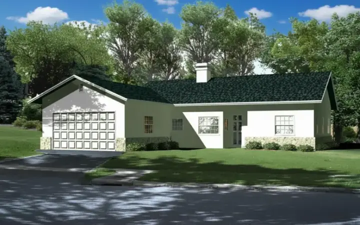 Traditional house plans 41-448 - front exterior, 1,610 sq ft, 4 bed, 2 bath house plans | Monster House Plans