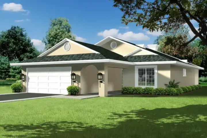 Traditional house plans 41-451 - front exterior, 1,612 sq ft, 3 bed, 2 bath house plans | Monster House Plans